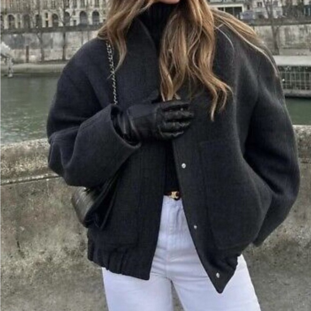 Zara oversized  wool blend bomber